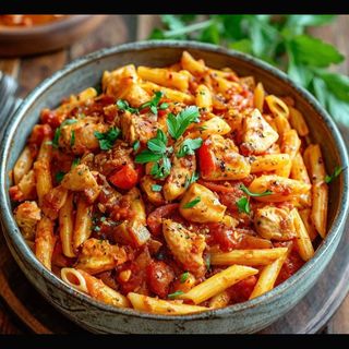 პასტა არაბიატა ქათმით