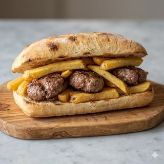 Polpetta di cavallo, patatine