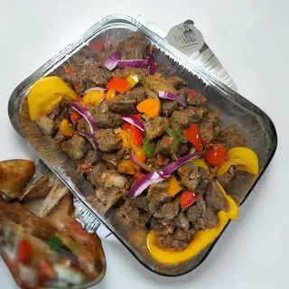 Onion Fried Beef and Mbuzi Platter for Two