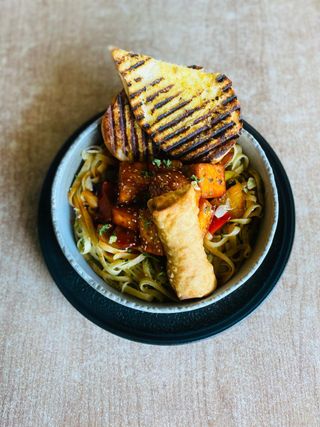 Indo Chinese Paneer + Rice