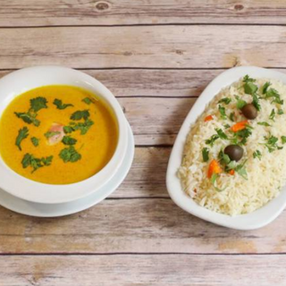 Caril de Gambas com Arroz