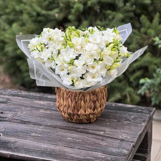 Coș impletit cu frezii - "Grecia"