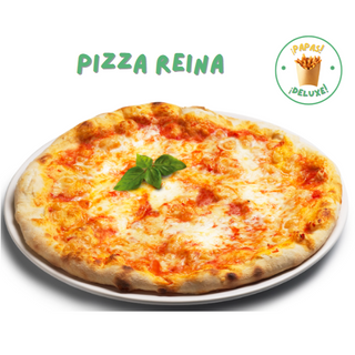 Pizza Reina con bebida.