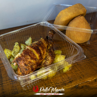 Menu 6: Mezzo pollo, patate, 2 rustici