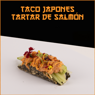 Taco japonés de tartar de salmón (1 ud.)