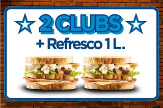 Promoción Dos Sandwich Club Y Bebida (1 Lt.)