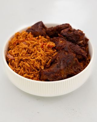Smokey Jollof Rice And Goatmeat