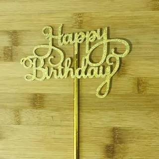 Topper happy birthday dorado
