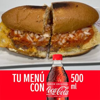 Combo Hamburguesa + Patatas Bravas + Coca Cola normal PET 500