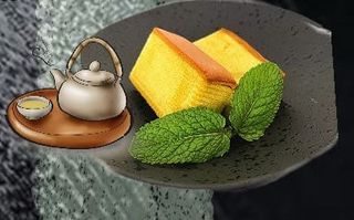 Torta di Hokkaido con tè caldo