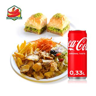 Zestaw Talerz Kebab + Coca-Cola 330ml + Baklawa (2 szt.)