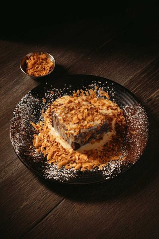 Brownie cremoso de chocolate mexicano con vainilla