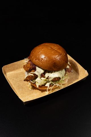 Crispy chicken caesar burger