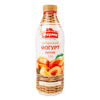 Йогурт Ферма Персик натуральний 1,5%, пляшка (750г)