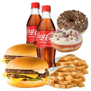 2x Двоен чийзбургер голямо меню + 2 понички