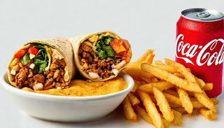 Menú de durum con huevo frito dentro