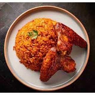 Jollof Rice + Chicken + Baked Beans Salad