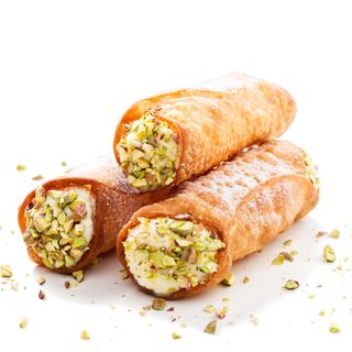 Mini cannoli cu fistic + ricotta & mascarpone