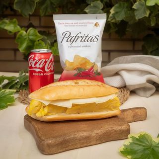 Menú Bocadillo Tortilla, Queso Manchego, Patatas y Bebida