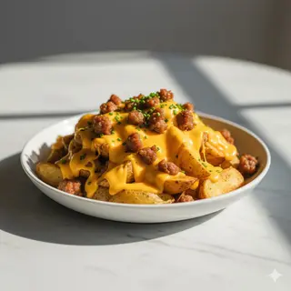 Patate, cheddar e salsiccia
