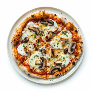 Pizza cu pui si sos de usturoi  mare