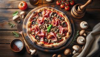 Pizza crudo e porcini