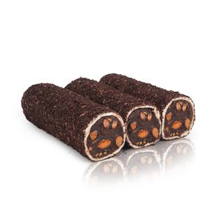 Rulou cu crema de ciocolata, migdale si nuca de cocos