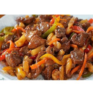 Wok ternera con piña