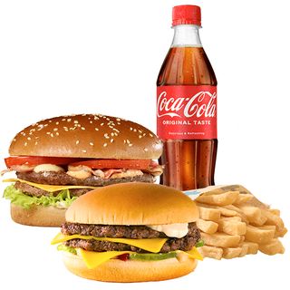 Бургер с бекон голямо меню + Двоен чийзбургер