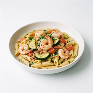 Penne Con Calabacín Y Gambas