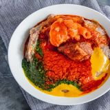 Amala on Point with Ewedu and Gbegiri with Goat Meat