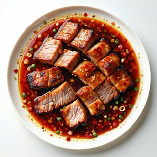 Pancetta di maiale in salsa piccante