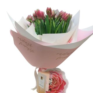 Buchet cu 25 de lalele roz