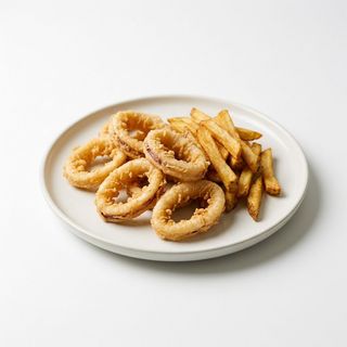 Rabas rebozada con patatas