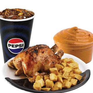 Menù Pollo allo Spiedo Intero + 2 Bibita + 2 Salse + 2 Contorni
