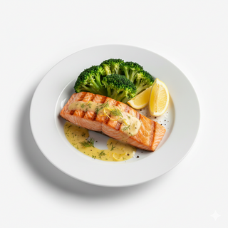 Somon la gratar cu broccoli si sos de lamaie