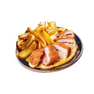 Cordon Bleu Y Patatas Fritas  GORDON BLU CHICKEN WITH HAM AND CHEESE