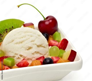 Fruit Salad with Ice Cream Scoop