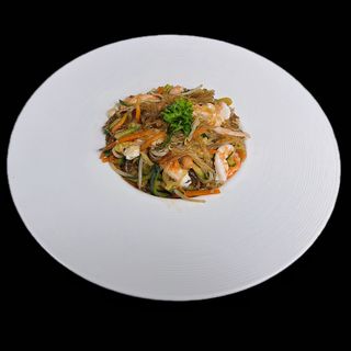 161. Spaghetti di soia con gamberi * e verdure