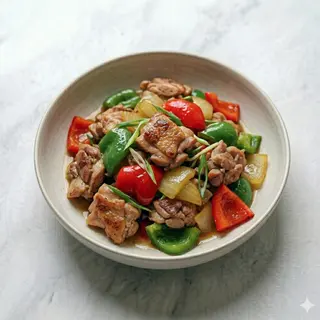 Pollo saltato con peperoni