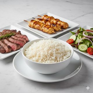 Arroz, Ternera, Pollo Y Ensalada