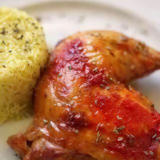 Coscia di pollo al forno con riso