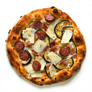 Salsiccia di suino, melanzane scamorza affumicata