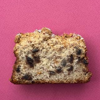 Banana cake slice with chocolate 