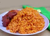 Jollof Rice, and 2 Beef