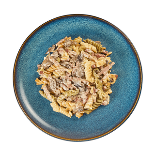 Fusilli com Cogumelos e Bacon