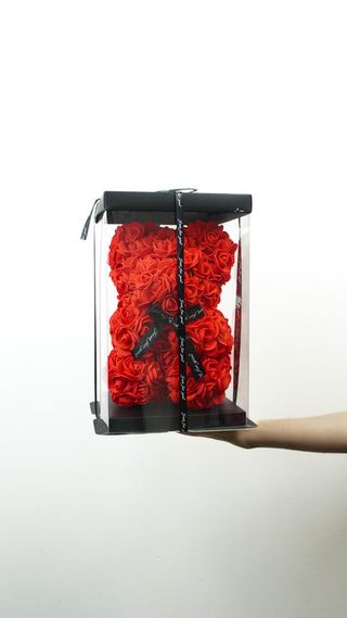 Miś różyczkowy Walentynkowy czerwony