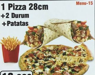 1 Pizza (28 Cm.) Con 2 Durum Y Patatas