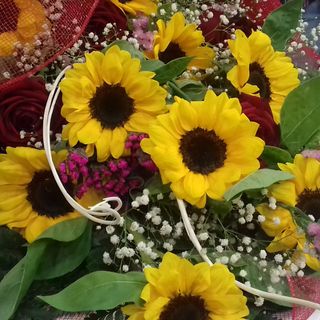 Mazzo 3 rose e 3 girasoli