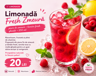 Limonadă Fresh Zmeură 250 ml